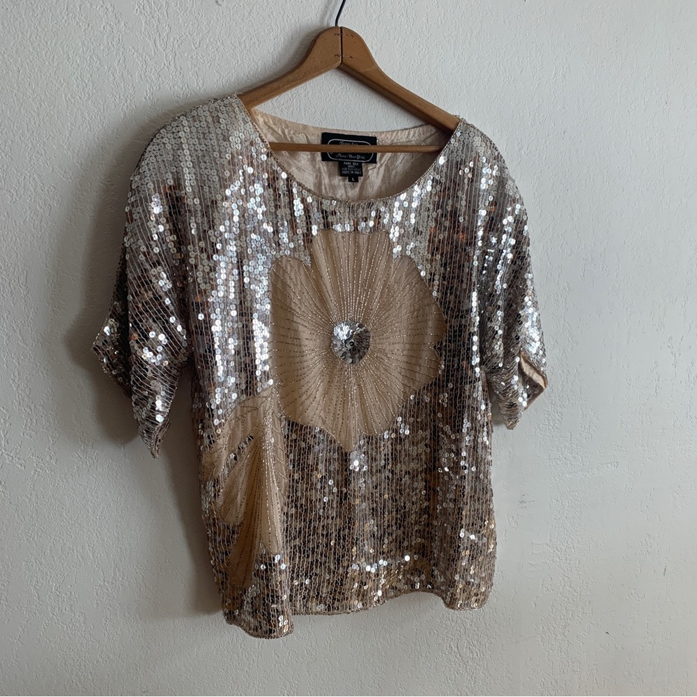 Vintage silk sequin top